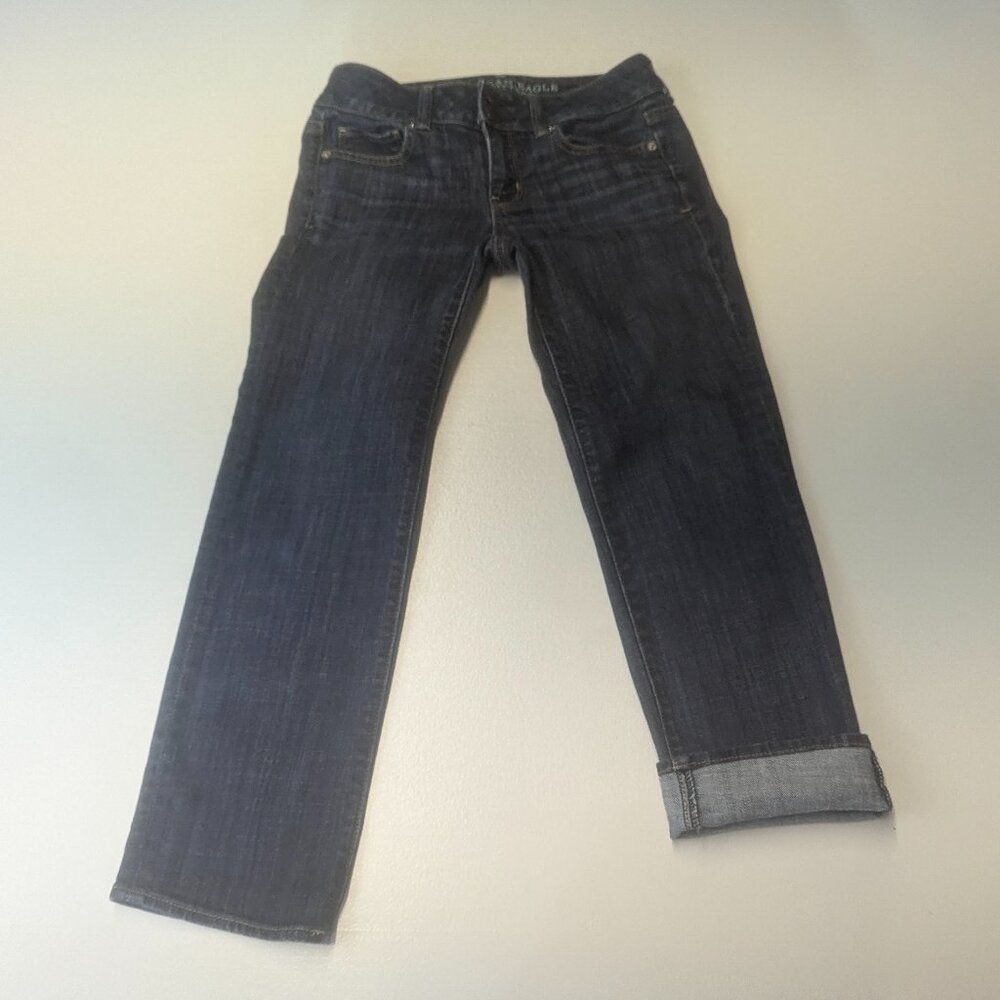 American Eagle Cropped Dark Wash Jeans Size 0